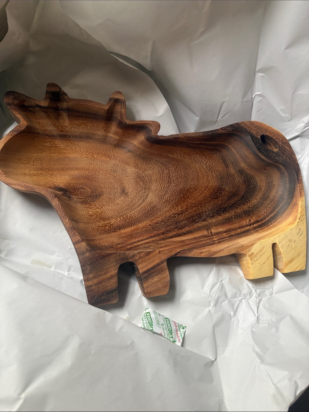 Anthropologie Carved Wood Serving Platter COW - Picture 5 of 6